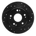 R1 11-15 Honda CR-Z Rear Right Drilled & Slotted Black Brake Rotor