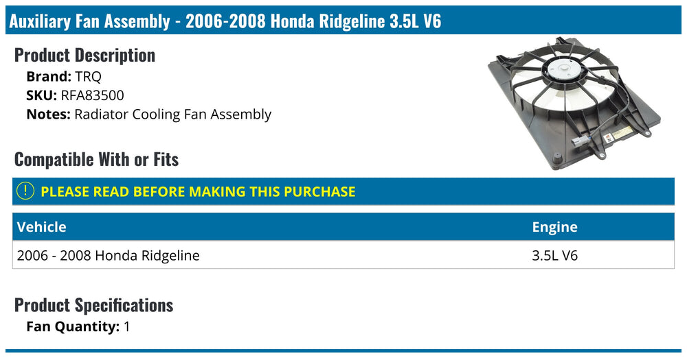 RADIATOR FAN ASSEMBLY