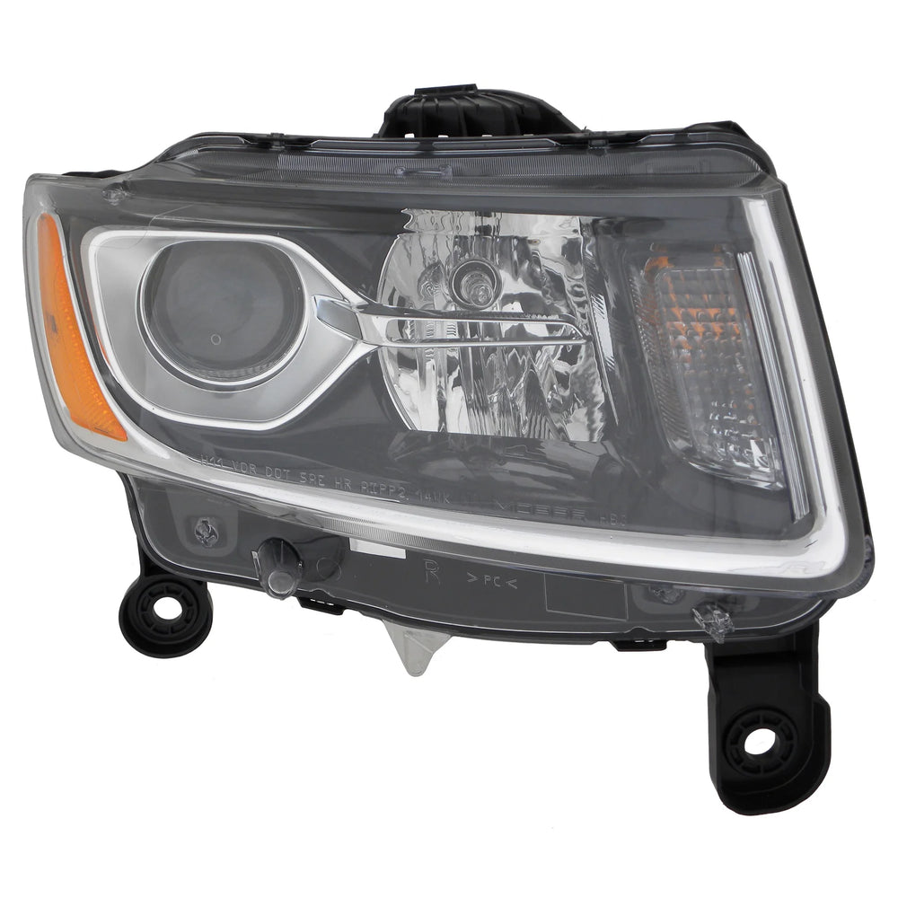 RH HEADLAMP ASSY COMPOSITE; HALOGEN; STD TYPE; CHROME; GRAND CHEROKEE 1416