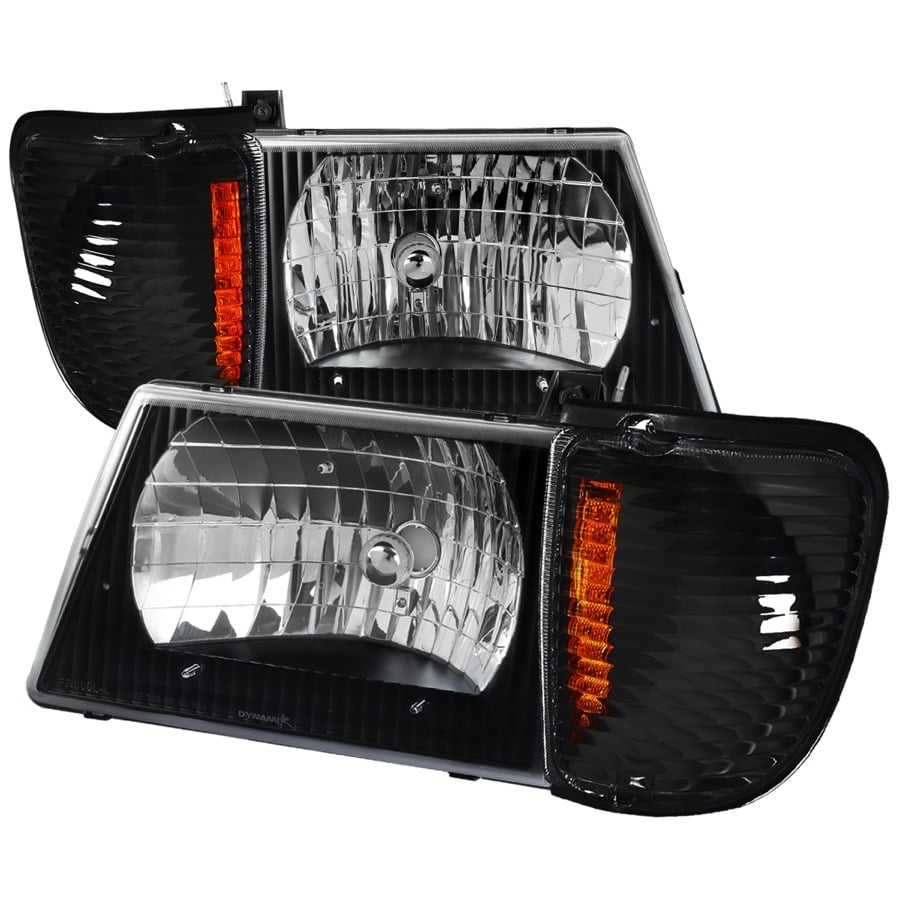 COMBO: 92-06 FORD ECONOLINE VAN HEADLIGHT BLACK