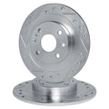 R1 01-19 Ford Fiesta Rear Drilled & Slotted Silver Brake Rotor Set