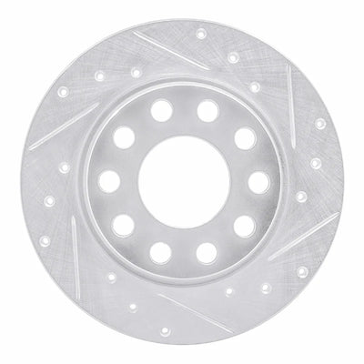 R1 00-08 Audi A4 (USA/Canada) Rear Right Drilled & Slotted Silver Brake Rotor