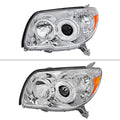 HEADLIGHTS CHROME HOUSING CLEAR LENS WITH AMBER REFLECTOR - NO BULBS INCLUDED