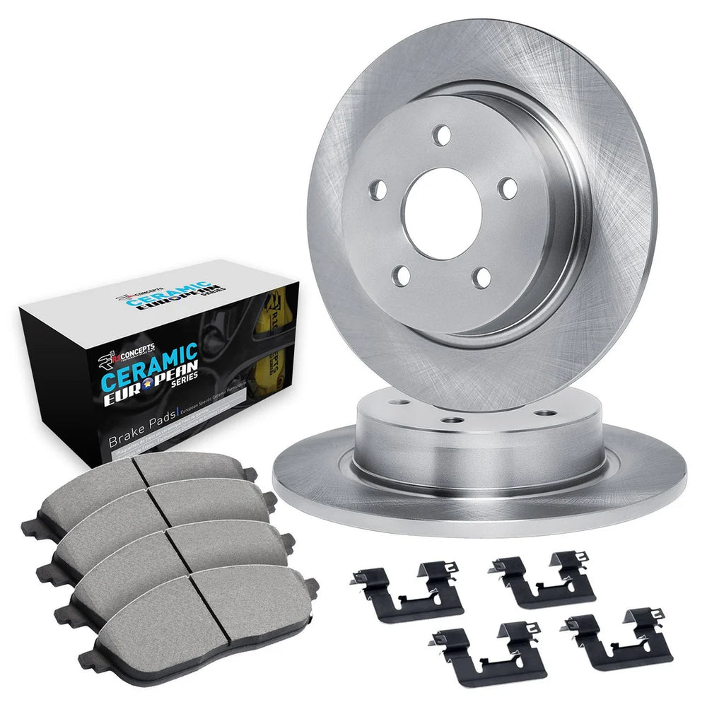 R1 10-19 Audi A3 Rear Brake Rotor Set w/Euro Ceramic Pads and Hardware