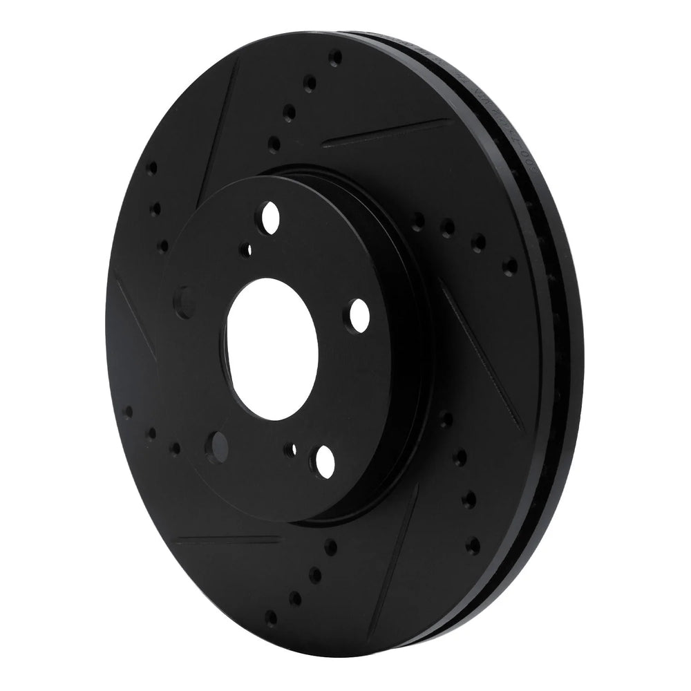 R1 92-06 Lexus ES300 Front Left Drilled & Slotted Black Brake Rotor