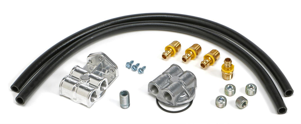 CAST ALUMINUM OIL FILTER RELOCATION KIT; 90 DEGREE BYPASS; HORIZONTAL PORTS195964 PONTIAC ENGINES
