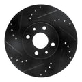 R1 2012-2019 Fiat 500E Front Left Drilled & Slotted Black Brake Rotor