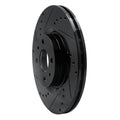 R1 2012-2019 Fiat 500E Front Left Drilled & Slotted Black Brake Rotor