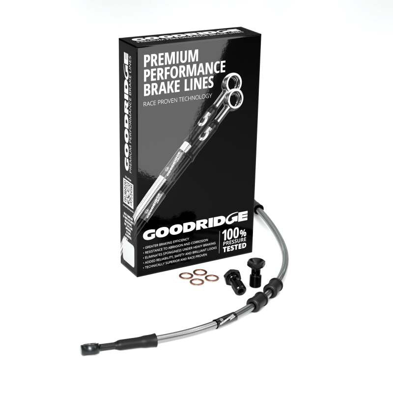 Goodridge 22-23 MC-AB HD FLTRKSE +2in Clear Brake Line Kit w/Black Fittings