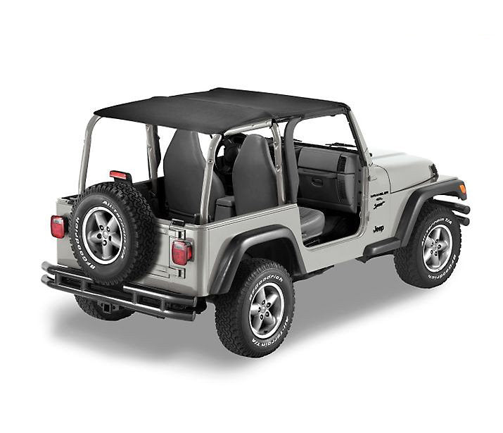 ~(5.8 lbs. 51X6X5)~ Header Bikini Top Safari-style Black Diamond Jeep 03-06 Wrangler; Except Unlimited; Safari (extended length); requires 51238-01 channel