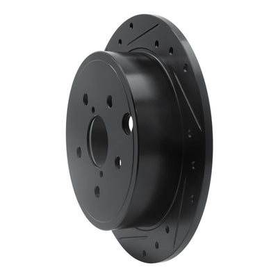 R1 15-21 Subaru WRX Rear Left Drilled & Slotted Black Brake Rotor