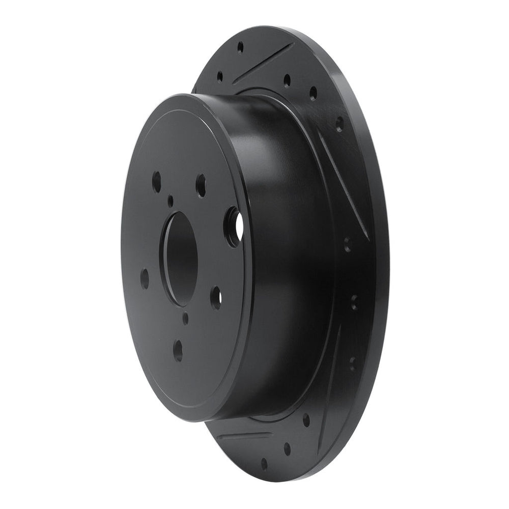 R1 15-21 Subaru WRX Rear Left Drilled & Slotted Black Brake Rotor
