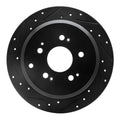 R1 05-10 Honda Odyssey Rear Left Drilled & Slotted Black Brake Rotor