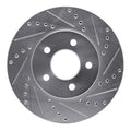 R1 05-10 Ford Mustang Front Right Drilled & Slotted Silver Brake Rotor