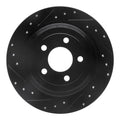 R1 15-23 Ford Mustang Rear Left Drilled & Slotted Black Brake Rotor