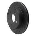 R1 06-12 Mitsubishi Eclipse Rear Left Drilled & Slotted Black Brake Rotor