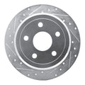 R1 07-18 Jeep Wrangler Rear Left Drilled & Slotted Silver Brake Rotor