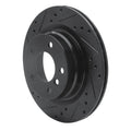 R1 06-13 BMW 325I Rear Left Drilled & Slotted Black Brake Rotor
