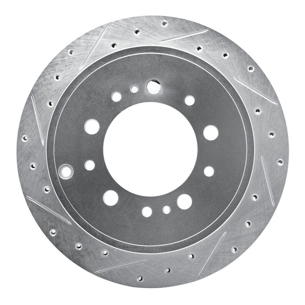 R1 17-21 Toyota Land Cruiser Rear Left Drilled & Slotted Silver Brake Rotor