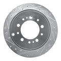 R1 17-21 Toyota Land Cruiser Rear Left Drilled & Slotted Silver Brake Rotor