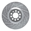 R1 00-06 Audi TT Front Left Drilled & Slotted Silver Brake Rotor
