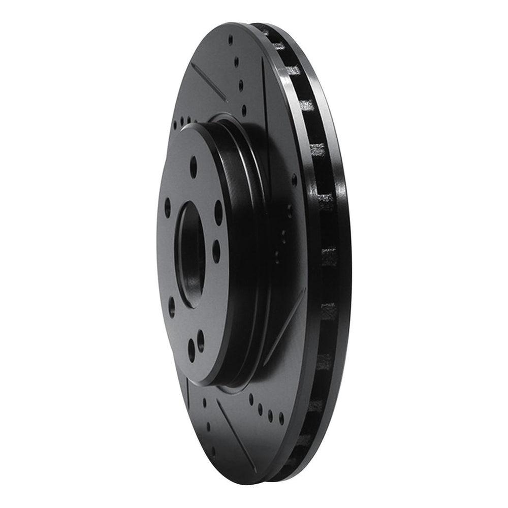 R1 96-15 Mercedes-Benz C280 Front Right Drilled & Slotted Black Brake Rotor
