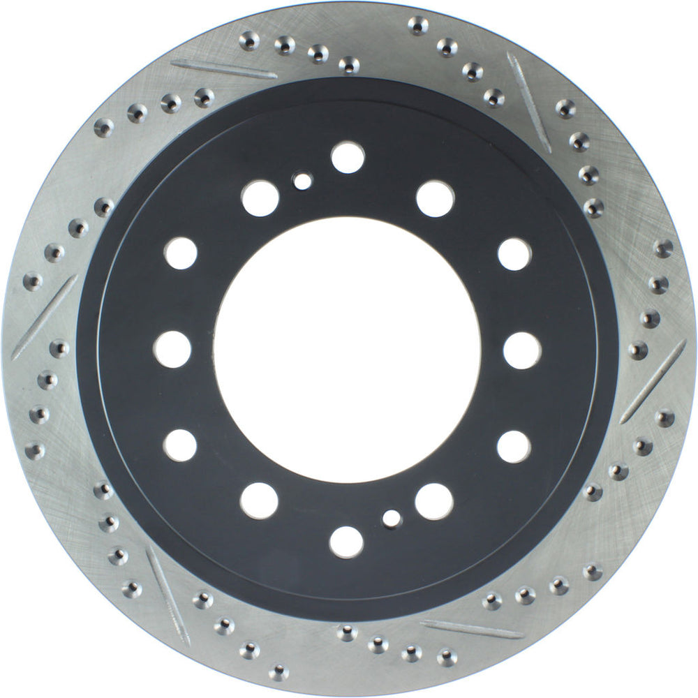 R1 01-09 Lexus GX470 Rear Left Drilled & Slotted Black Brake Rotor