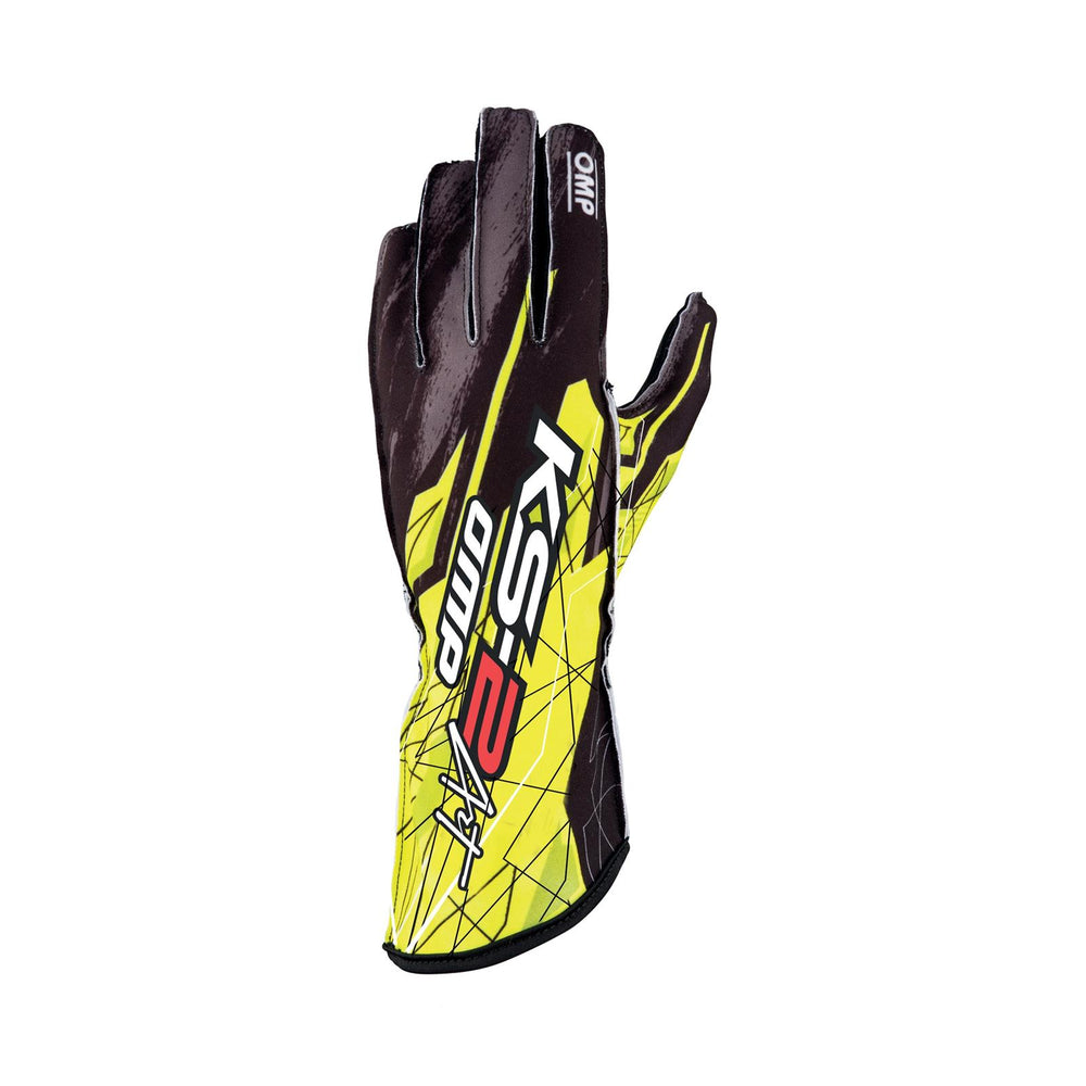 OMP KS-2 ART my2025 KART GLOVES YELLOW / BLACK SZ S