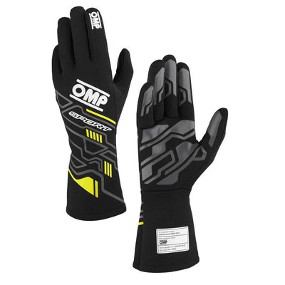 OMP SPORT GLOVES FIA 8856-2018 MY2025 BLACK / FLUO YELLOW SZ L
