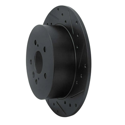 R1 08-13 Toyota Highlander Rear Right Drilled & Slotted Black Brake Rotor