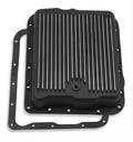 Transmission Oil Pan Black Aluminum Fits GM 700R4/4L60/4L60E Stock Depth and Capacity Finned Design Mr Gasket