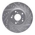 R1 06-15 Honda Civic Si Front Right Drilled & Slotted Silver Brake Rotor