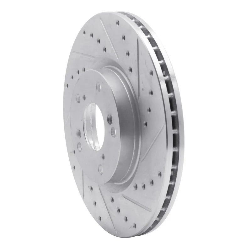 R1 06-15 Honda Civic Si Front Right Drilled & Slotted Silver Brake Rotor