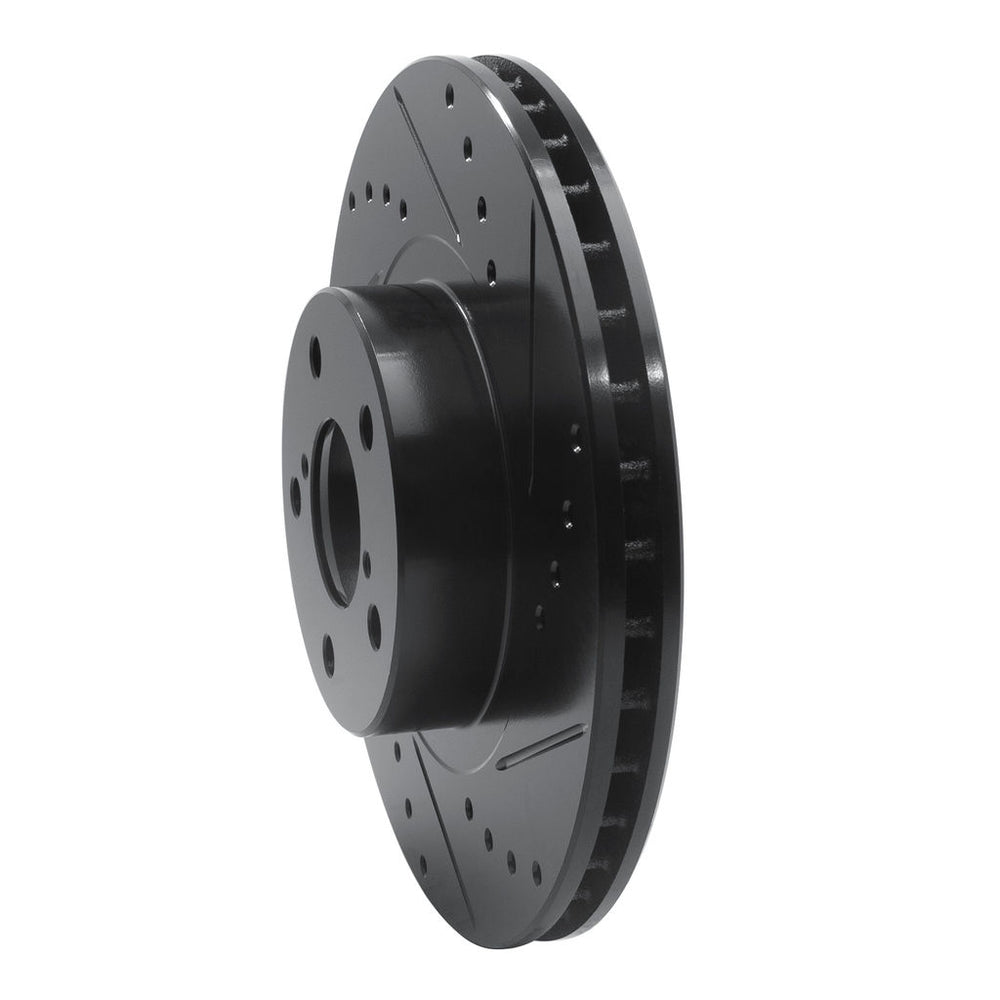 R1 90-16 Saab 9-2X Front Right Drilled & Slotted Black Brake Rotor