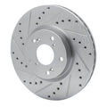 R1 06-15 Honda Civic Si Front Left Drilled & Slotted Silver Brake Rotor