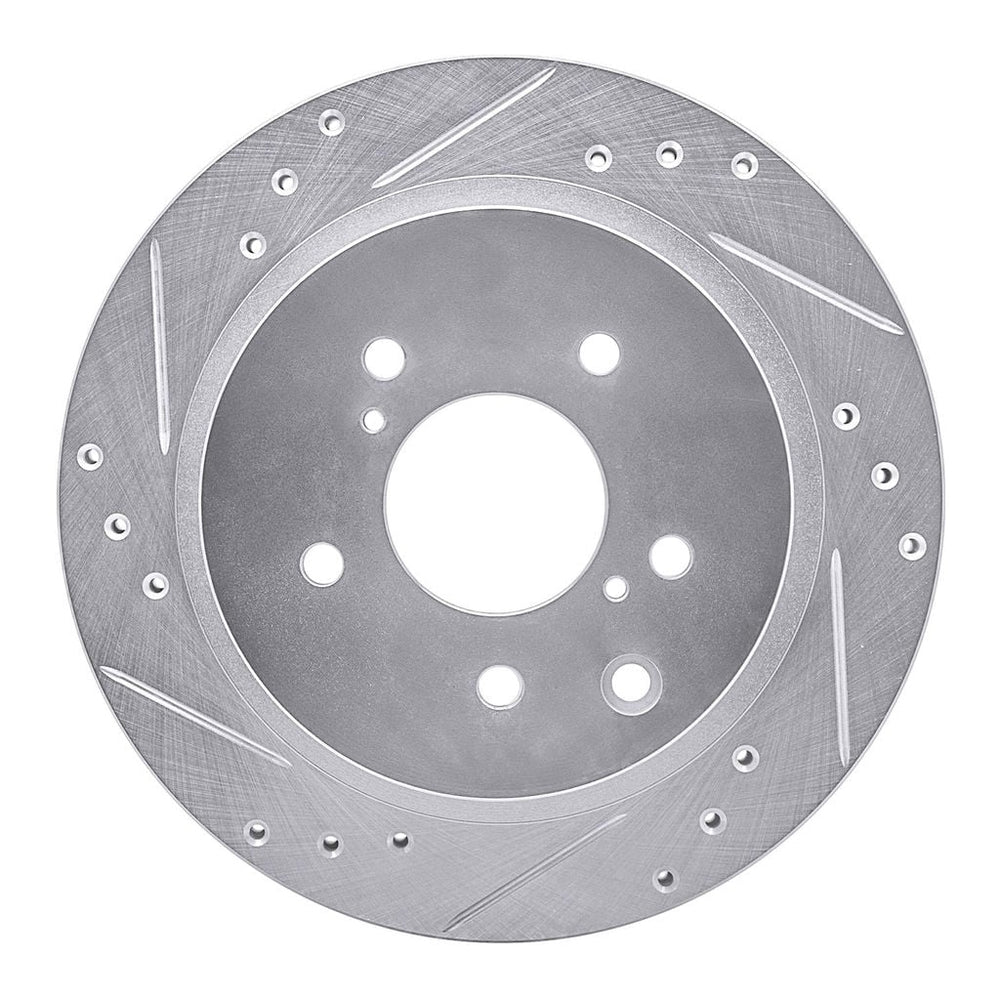 R1 89-96 Nissan 300ZX Turbo Rear Left Drilled & Slotted Silver Brake Rotor