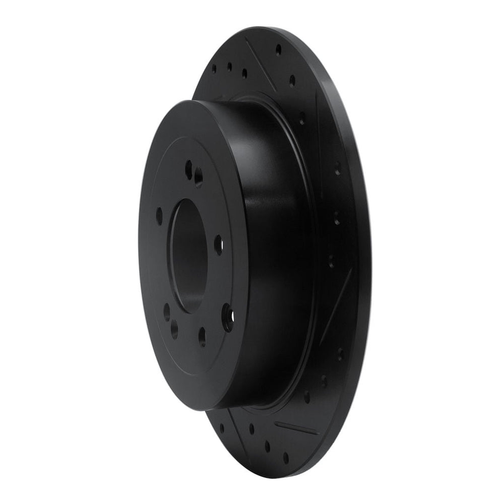 R1 16-22 Hyundai Tucson Rear Right Drilled & Slotted Black Brake Rotor