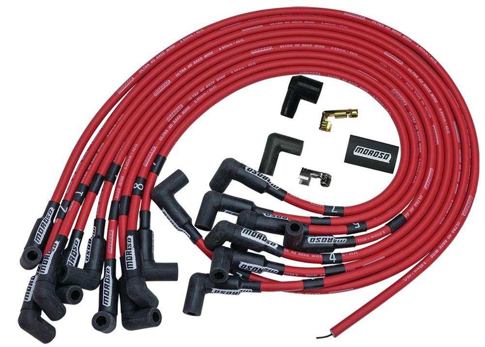 Moroso Chevrolet Big Block Ignition Wire Set - Ultra 40 - Unsleeved - HEI - Crab Cap - Red