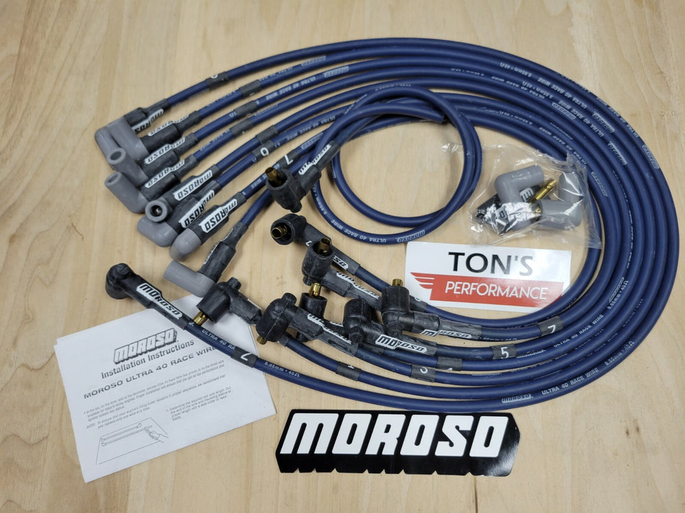 Moroso Chevrolet Big Block Ignition Wire Set - Ultra 40 - Unsleeved - Non-HEI - Crab Cap - Blue