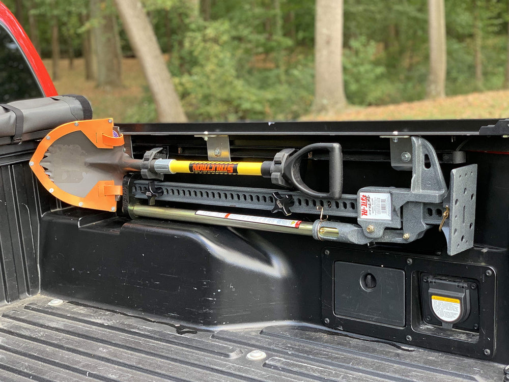 Mount and store your Hi-Lift Jack on the bed rail of a Toyota Tacome (2005-Present).