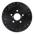 R1 05-09 Subaru Legacy Rear Right Drilled & Slotted Black Brake Rotor