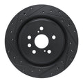 R1 2020-2025 Lexus RX350 Rear Left Drilled & Slotted Black Brake Rotor