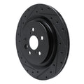 R1 2020-2025 Lexus RX350 Rear Left Drilled & Slotted Black Brake Rotor