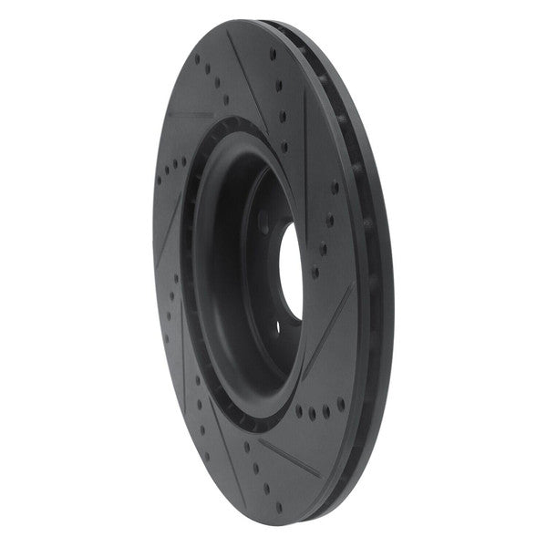 R1 09-14 Mini Cooper Clubman Front Drilled & Slotted Black Brake Rotor