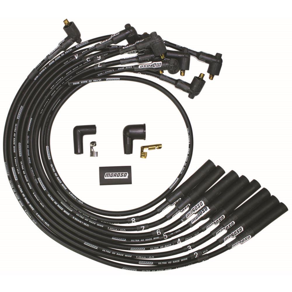 Moroso Chevrolet Big Block Ignition Wire Set - Ultra 40 - Unsleeved - Non-HEI - Over Valve - Black