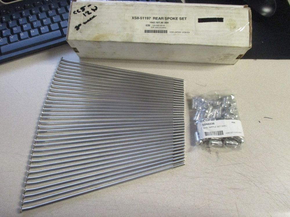 Excel Rear Spoke/Nipple Set (w/ Wrench) - 8 Gauge / 36 Qty - Silver