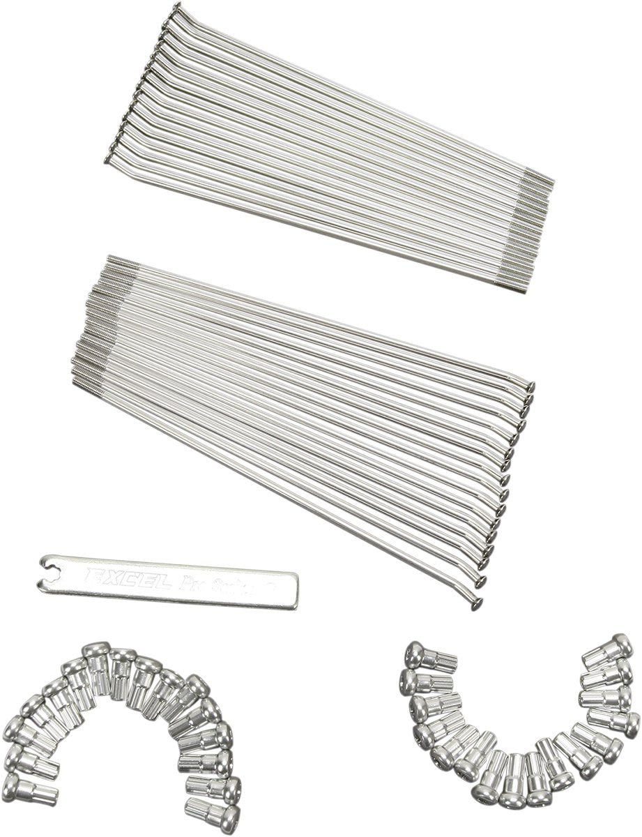 Excel Rear Spoke/Nipple Set (w/ Wrench) - 8 Gauge / 36 Qty - Silver