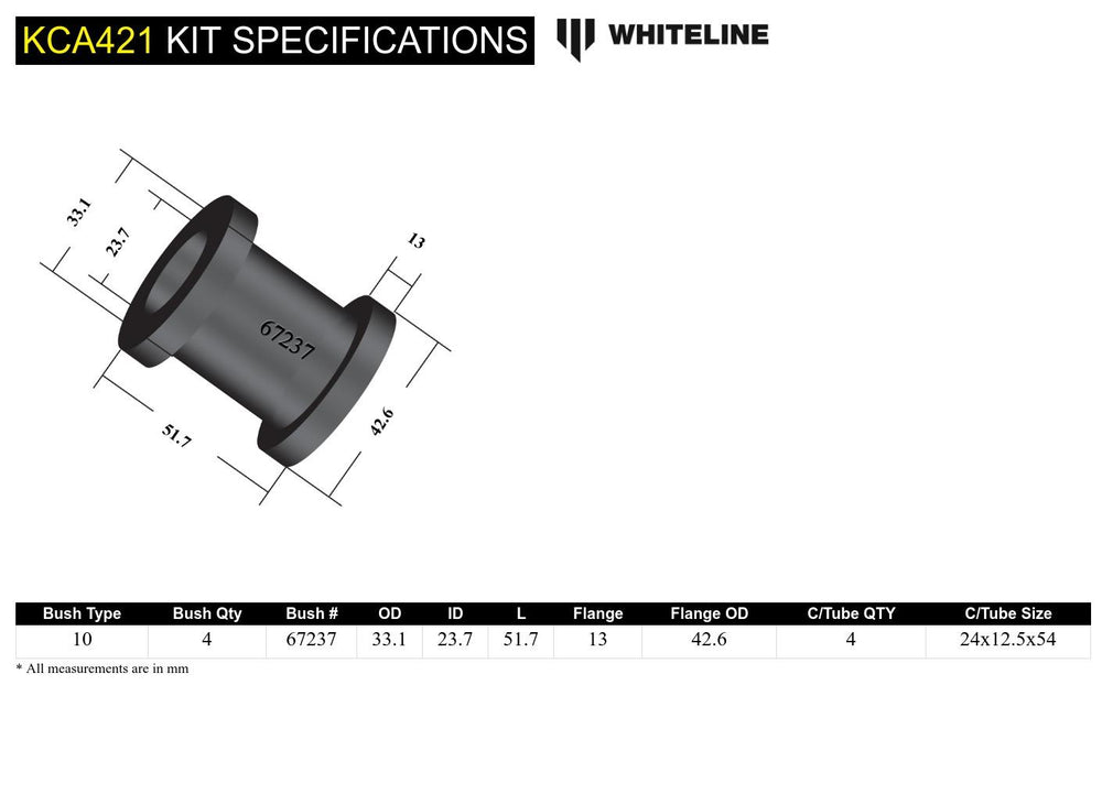 FRONT CONTROL ARM UPPER BUSHING ADDS +/ 0.5DEG CAMBER 0415 MAZDA