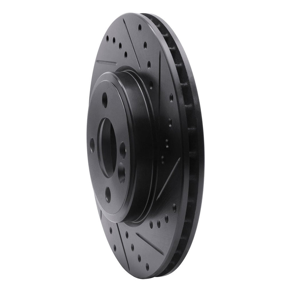 R1 07-15 Mini Cooper (Excl Clubman) Front Right Drilled & Slotted Black Brake Rotor