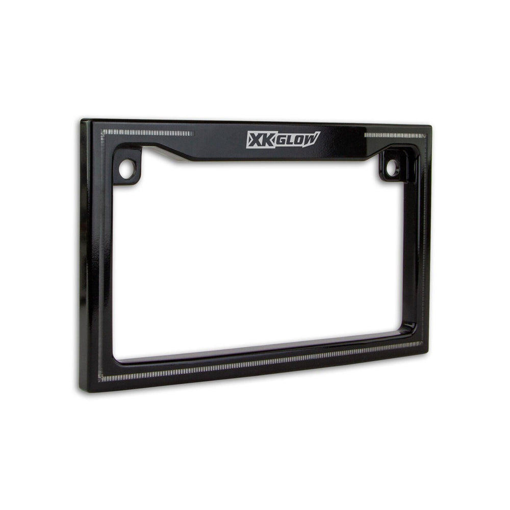 XK Glow Motorcycle License Plate Frame Light w/ Turn Signal - Chrome